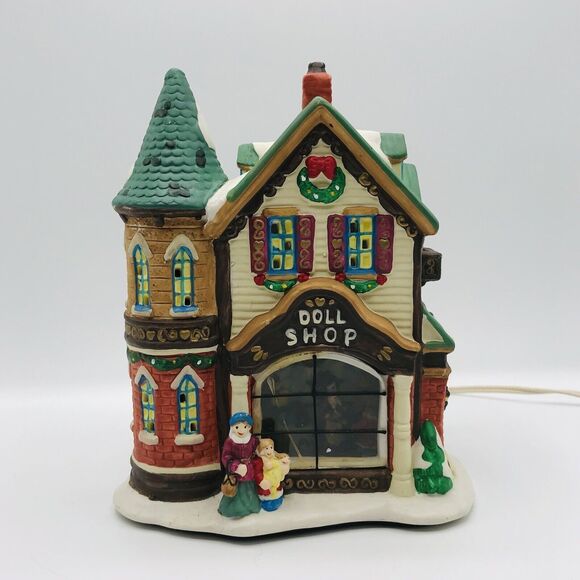 Christmas Streets Collection Handpainted Porcelain House "Doll Shop” 2004 Read - Picture 1 of 7